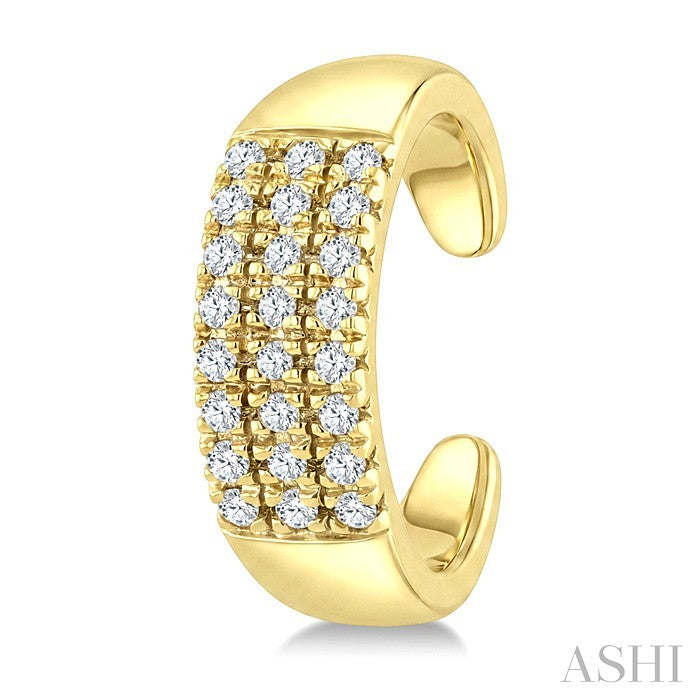 1/5 Ctw Round Cut Diamond Petite Cuff Earrings in 10K Yellow Gold