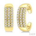 1/5 Ctw Round Cut Diamond Petite Cuff Earrings in 10K Yellow Gold