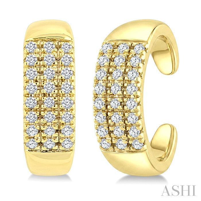 1/5 Ctw Round Cut Diamond Petite Cuff Earrings in 10K Yellow Gold