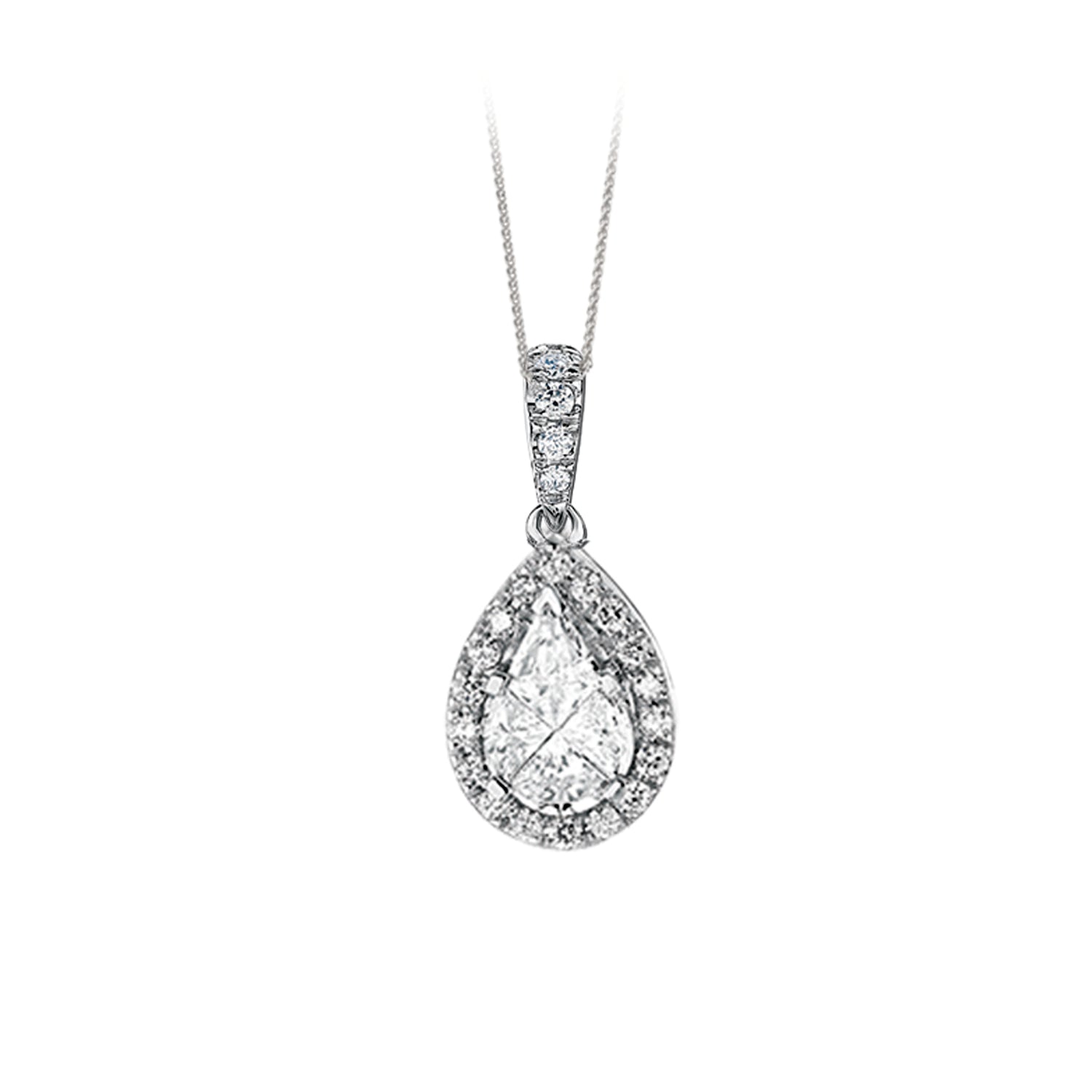 Diamond Pear Shaped Composite Halo Pendant 