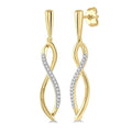 1/6 Ctw Infinity Round Cut Diamond Long Earrings in 10K Yellow Gold