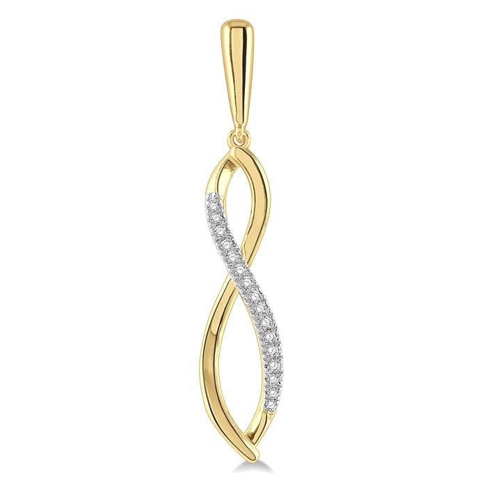 1/6 Ctw Infinity Round Cut Diamond Long Earrings in 10K Yellow Gold