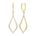 1 3/8 Ctw Elongated Open Window Marquise Shape Dangler Round Cut Diamond Fashion Earrings in 14K Yellow Gold