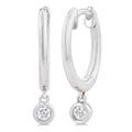 1/10 Ctw Petite Bezel Drop Round Cut Diamond Fashion Huggies in 10K White Gold