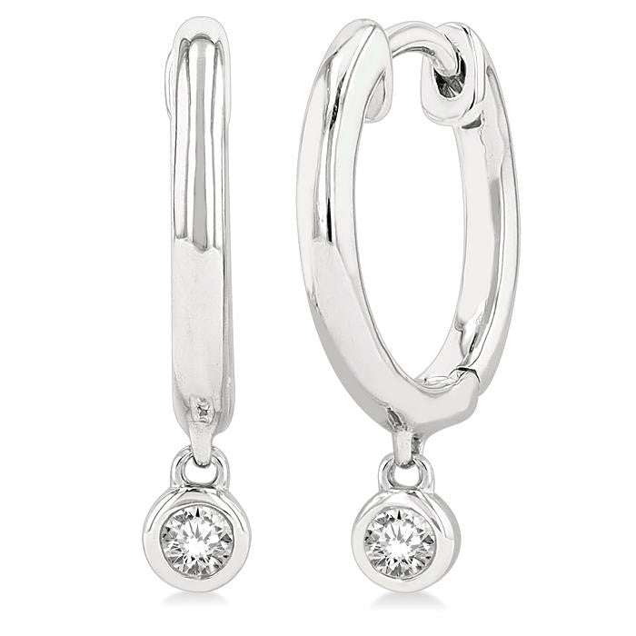 Bezel Set Petite Diamond Huggie Fashion Earrings