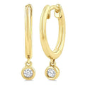 1/10 Ctw Petite Bezel Drop Round Cut Diamond Fashion Huggies in 10K Yellow Gold