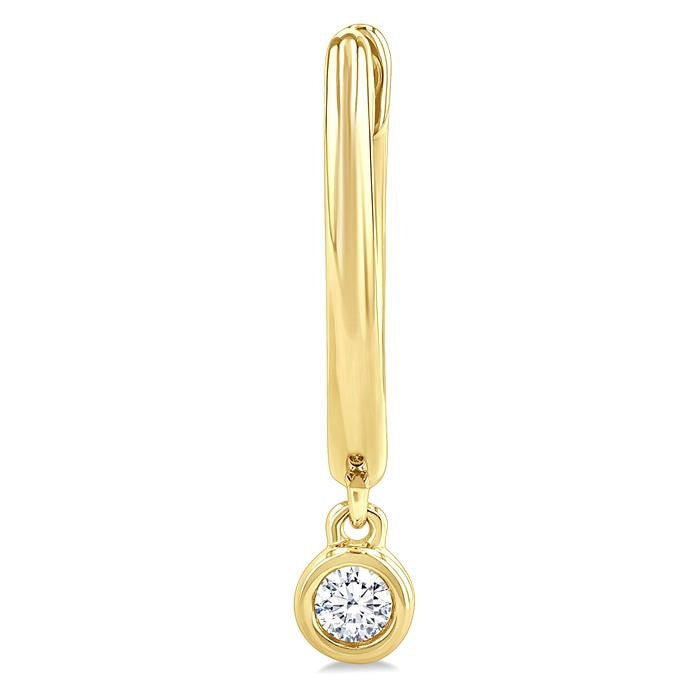 1/10 Ctw Petite Bezel Drop Round Cut Diamond Fashion Huggies in 10K Yellow Gold