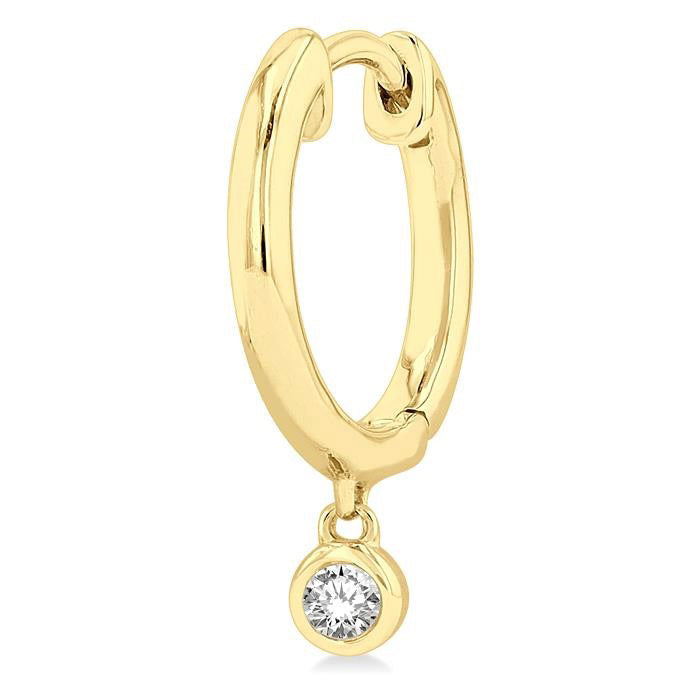 Bezel Set Petite Diamond Huggie Fashion Earrings
