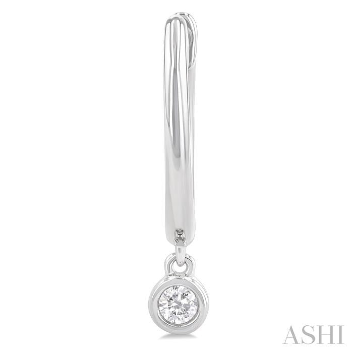 1/10 Ctw Petite Bezel Drop Round Cut Diamond Fashion Huggies in 10K White Gold