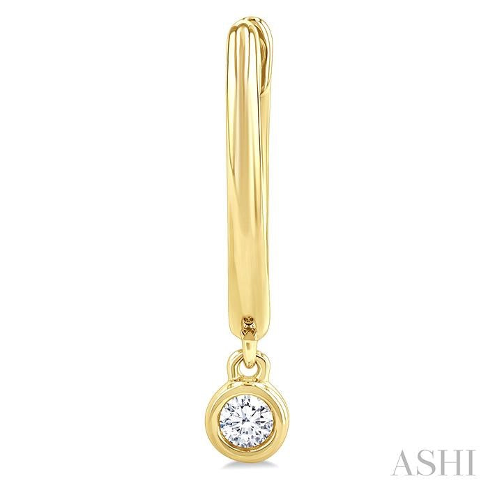 1/10 Ctw Petite Bezel Drop Round Cut Diamond Fashion Huggies in 10K Yellow Gold