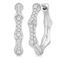 1/3 Ctw Petite Bamboo-Inspired Round Cut Diamond Fashion Huggies in 14K White Gold