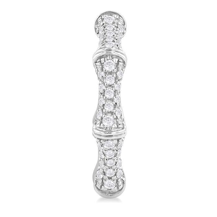 1/3 Ctw Petite Bamboo-Inspired Round Cut Diamond Fashion Huggies in 14K White Gold