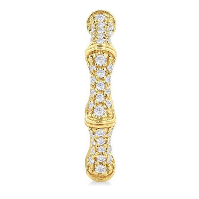 1/3 Ctw Petite Bamboo-Inspired Round Cut Diamond Fashion Huggies in 14K Yellow Gold