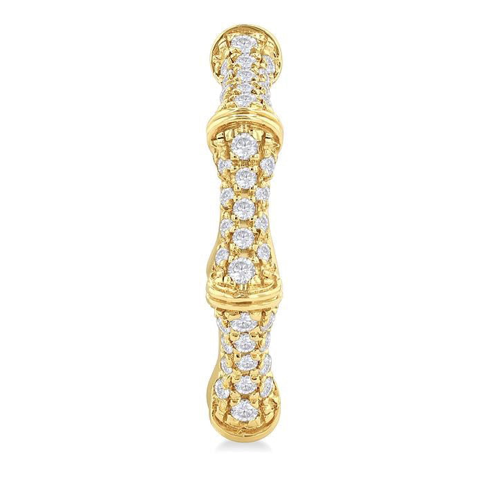 Petite Diamond Bamboo Huggie Fashion Earrings