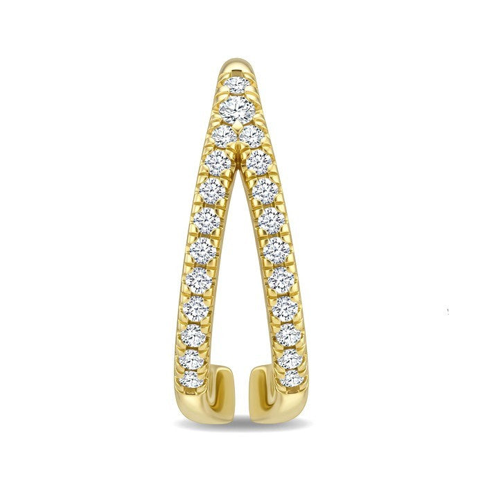 1/6 Ctw Round Cut Diamond Petite Cuff Earrings in 10K Yellow Gold