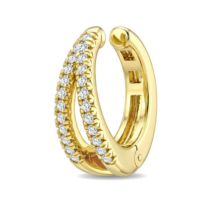 1/6 Ctw Round Cut Diamond Petite Cuff Earrings in 10K Yellow Gold