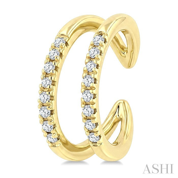 1/6 Ctw Round Cut Diamond Petite Cuff Earrings in 10K Yellow Gold