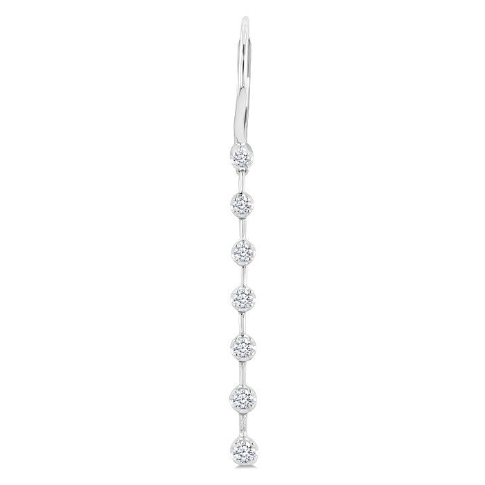 1/2 Ctw Round Cut Diamond Fashion Long Earrings in 14K White Gold