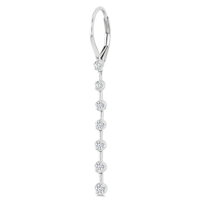 1/2 Ctw Round Cut Diamond Fashion Long Earrings in 14K White Gold