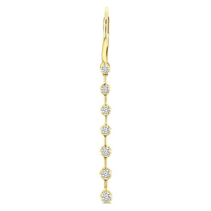 1/2 Ctw Round Cut Diamond Fashion Long Earrings in 14K Yellow Gold