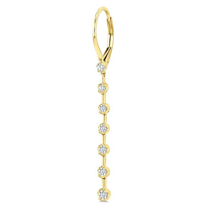 1/2 Ctw Round Cut Diamond Fashion Long Earrings in 14K Yellow Gold