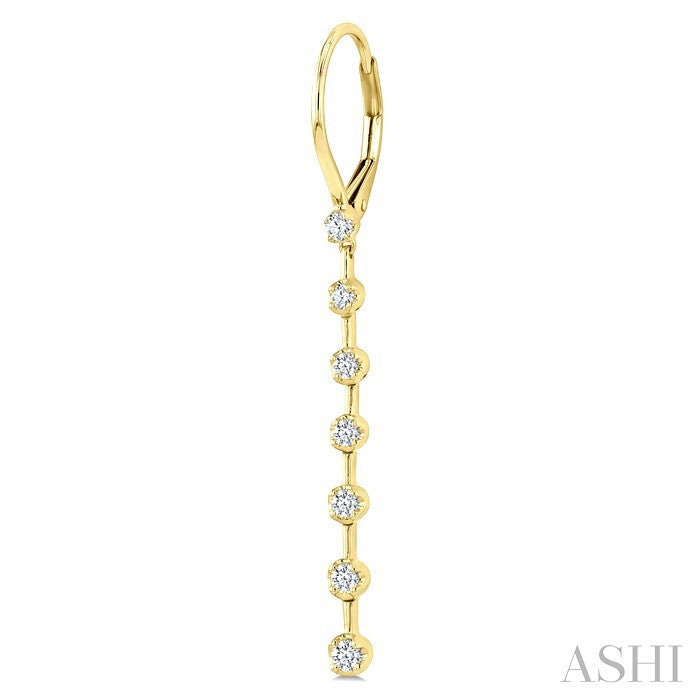 1/2 Ctw Round Cut Diamond Fashion Long Earrings in 14K Yellow Gold