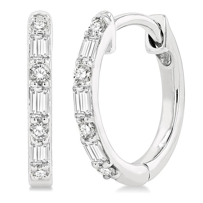 Baguette Petite Diamond Huggie Earrings