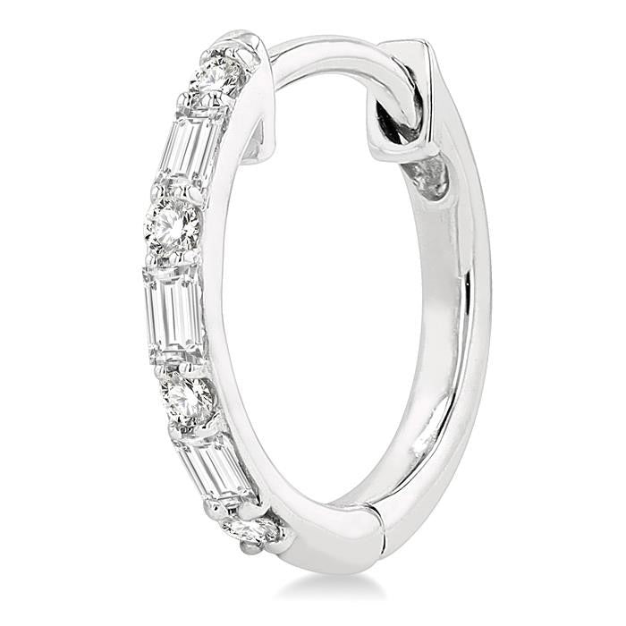 Baguette Petite Diamond Huggie Earrings
