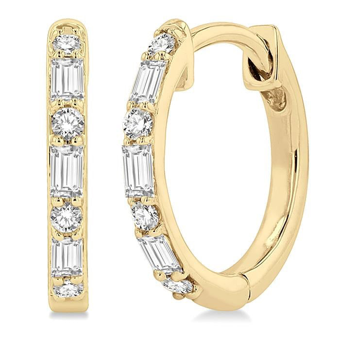 Baguette Petite Diamond Huggie Earrings