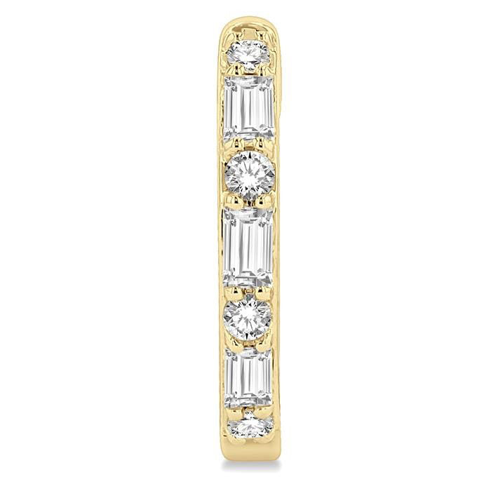 Baguette Petite Diamond Huggie Earrings