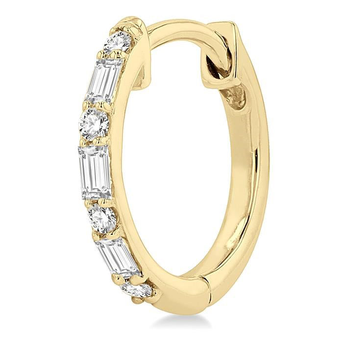 Baguette Petite Diamond Huggie Earrings