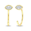 1/10 Ctw Bezel Set Marquise Cut Diamond Petite Open Huggie Earrings in 10K Yellow Gold