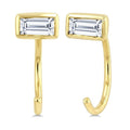 1/8 Ctw Bezel Set Octagon Cut Diamond Petite Open Huggie Earrings in 10K Yellow Gold