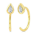 1/10 Ctw Bezel Set Pear Cut Diamond Petite Open Huggie Earrings in 10K Yellow Gold