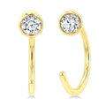 1/8 Ctw Bezel Set Round Cut Diamond Petite Open Huggie Earrings in 10K Yellow Gold
