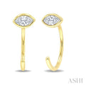 1/10 Ctw Bezel Set Marquise Cut Diamond Petite Open Huggie Earrings in 10K Yellow Gold