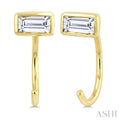1/8 Ctw Bezel Set Octagon Cut Diamond Petite Open Huggie Earrings in 10K Yellow Gold