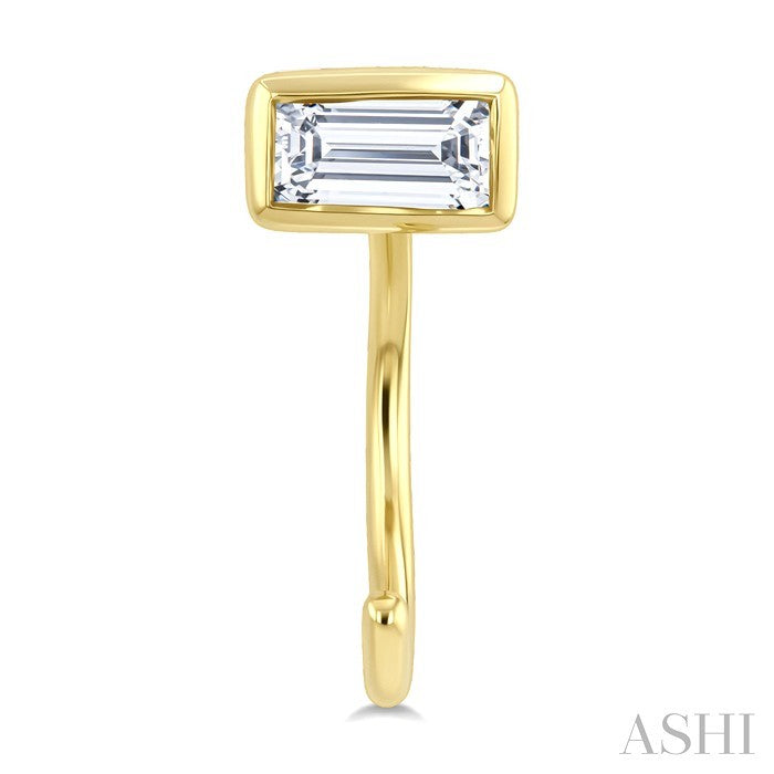 1/8 Ctw Bezel Set Octagon Cut Diamond Petite Open Huggie Earrings in 10K Yellow Gold