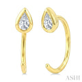 1/10 Ctw Bezel Set Pear Cut Diamond Petite Open Huggie Earrings in 10K Yellow Gold