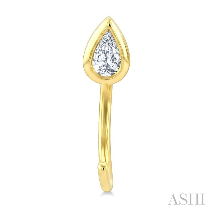 1/10 Ctw Bezel Set Pear Cut Diamond Petite Open Huggie Earrings in 10K Yellow Gold
