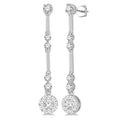 3/4 Ctw Tri-Section Shine Bright Round Cut Diamond Bar Link Earrings in 14K White Gold