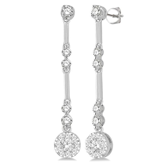 Round Shape Shine Bright Diamond Long Earrings