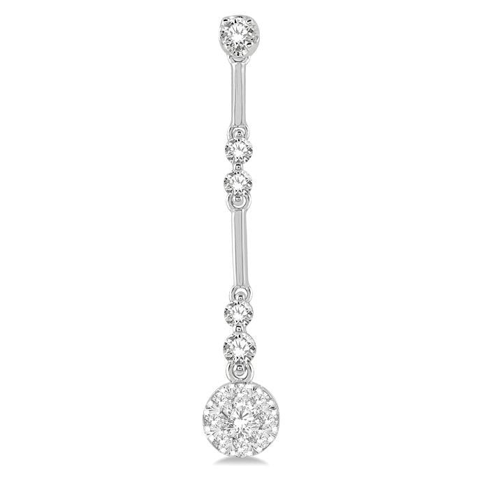 3/4 Ctw Tri-Section Shine Bright Round Cut Diamond Bar Link Earrings in 14K White Gold
