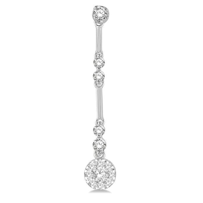 Round Shape Shine Bright Diamond Long Earrings