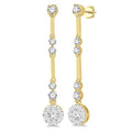3/4 Ctw Tri-Section Shine Bright Round Cut Diamond Bar Link Earrings in 14K Yellow and White Gold