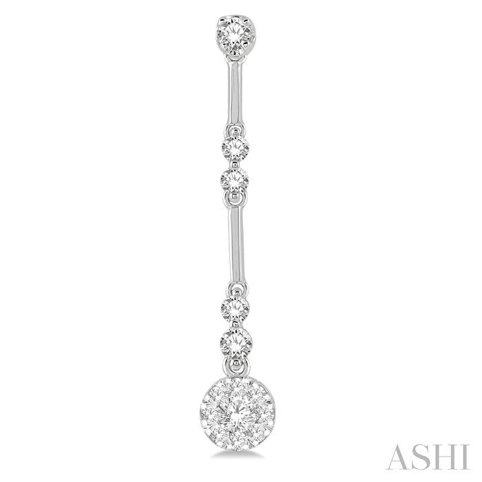 3/4 Ctw Tri-Section Shine Bright Round Cut Diamond Bar Link Earrings in 14K White Gold