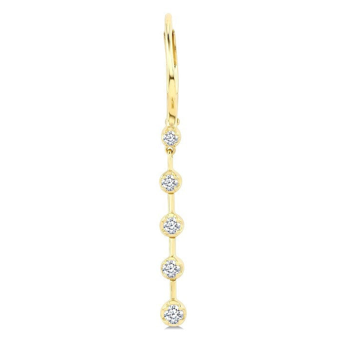 1/3 Ctw Round Cut Diamond Fashion Long Earrings in 14K Yellow Gold