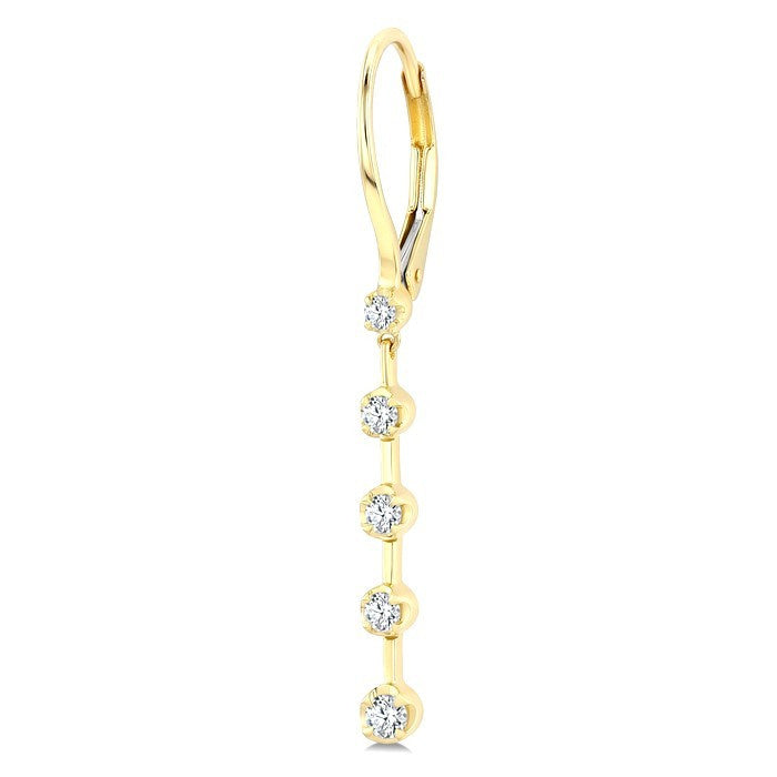 1/3 Ctw Round Cut Diamond Fashion Long Earrings in 14K Yellow Gold