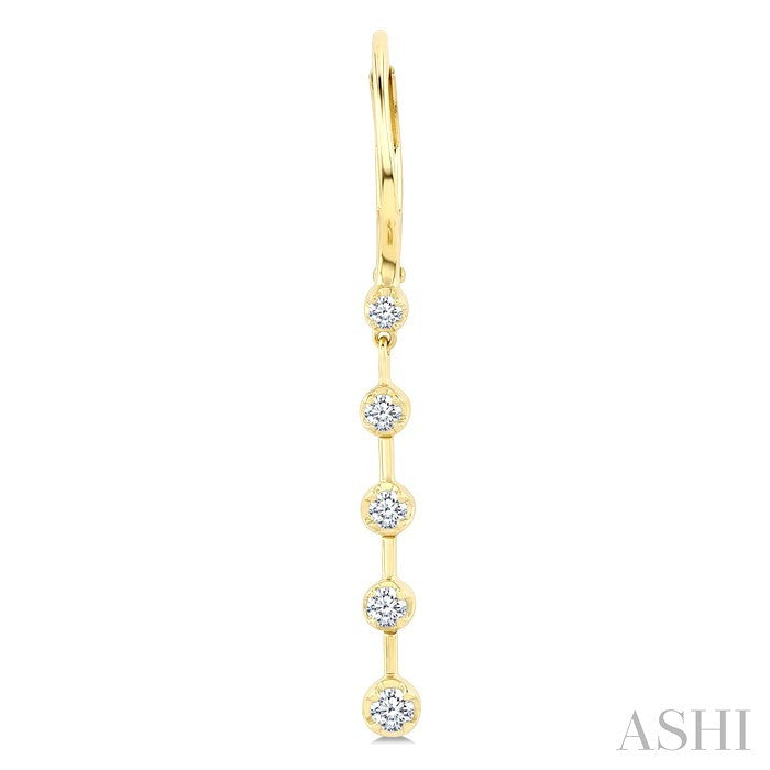 1/3 Ctw Round Cut Diamond Fashion Long Earrings in 14K Yellow Gold