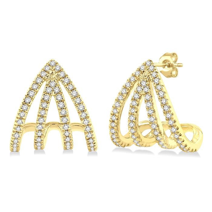 1/3 Ctw Petite Claw Round Cut Diamond Fashion Stud Earrings in 10K Yellow Gold